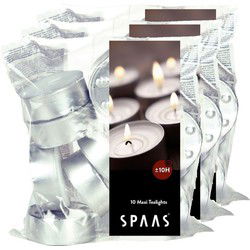 Spaas kaarsen - 30x stuks Witte maxi theelichtjes/waxinelichtjes - geurkaarsen