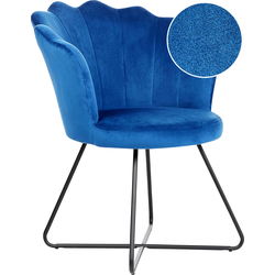 Beliani LOVELOCK - Fauteuil-Blauw-Fluweel