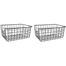 Svenska Living Opbergmand - 8x stuks - zwart - industriele draadmand - 18x24x10cm - Opbergmanden
