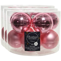 40x stuks glazen kerstballen lippenstift roze 6 cm mat/glans - Kerstbal
