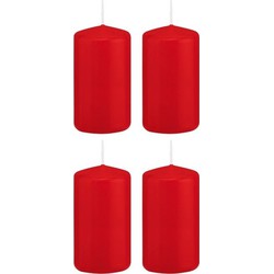 4x Kaarsen rood 5 x 10 cm 23 branduren sfeerkaarsen - Stompkaarsen