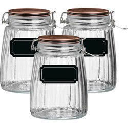 Weckpot/inmaakpot - 6x - 1.5L - glas - met beugelsluiting - incl. etiketten - Weckpotten