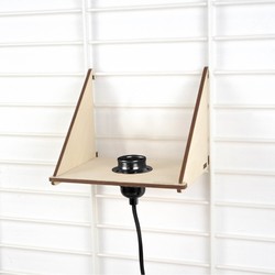 Duurzaam wandrek FENCY - plank en lamp (19x18 cm) Zwart