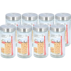 Alpina set van 8x stuks glazen luxe voorraadpot/voorraadbus 1500 ml - Voorraadpot