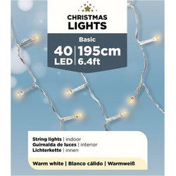 Lumineo Kerstverlichting - 40 LED lampjes - warm wit - batterij - Kerstverlichting kerstboom