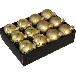 Othmar Decorations Luxe kerstballen - 12x - goud - 7,5 cm - glas - Kerstbal