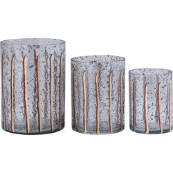 PTMD Windlicht Arhan - 18x18x25 cm - Glas - Goud