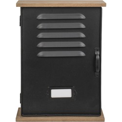 Locker sleutelkastje zwart van hout/metaal 20 x 27.5 cm - Sleutelkastjes