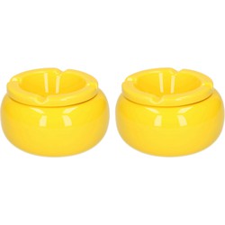 2x stuks Ronde asbakken geel 11 cm - Asbakken