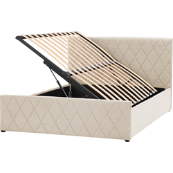 Beliani ROCHEFORT - Tweepersoonsbed-Beige-Fluweel