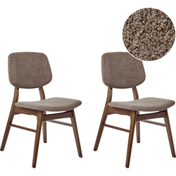 Beliani ELLA - Eetkamerstoel-Donkere houtkleur-Rubberhout