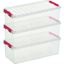 3x Kunststof stapelbare opbergbak 9,5 liter 48,5 x 19 x 14,7 cm - Opbergbox