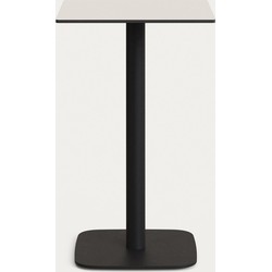 Kave Home - Hoge witte Dina-buitentafel met zwart gelakte metalen poot 60 x 60 x 96 cm