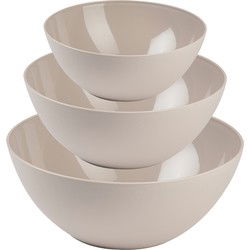Plasticforte voedsel serveer schalen set - 3x stuks - taupe - kunststof - Dia 20/23/26 cm - Serveerschalen
