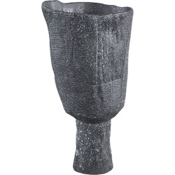 PTMD Nirah Black ceramic pot unequal shaped round M