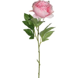 Mica Kunstbloem pioenroos - roze - 76 cm - polyester - decoratie bloemen - Kunstbloemen