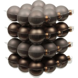 36x stuks glazen kerstballen eucalyptus grijs/bruin tinten 4 cm mat/glans - Kerstbal