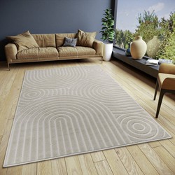 Modern vloerkleed - Iconic Golvend Japandi Crème - 160 X 235 CM