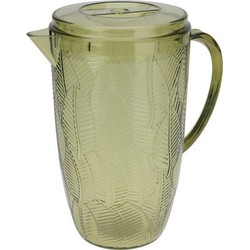 Schenkkan/waterkan - groen - 2500 ML - kunststof - D14 x H21 cm - Schenkkannen