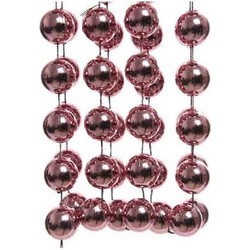 3x stuks kerst XXL kralen guirlande oud roze 270 cm kerstboom versiering/decoratie - Kerstslingers