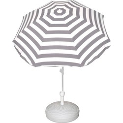 Parasolstandaard wit en grijs/wit gestreepte parasol - Parasolvoeten