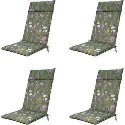 Madison -  Tuinstoelkussen Hoge Rug Donna green canvas eco+ - Ca. 120x50 cm - Set van 4