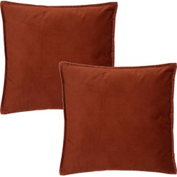 Atmosphera Bank/sierkussens huiskamer Sophia - 2x - 45 x 45 cm - Terracotta - polyester - met rits - Sierkussens