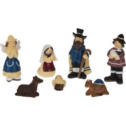 Set van 7x stuks kinder kerststal beelden/kerstbeelden 9 cm - Kerststallen