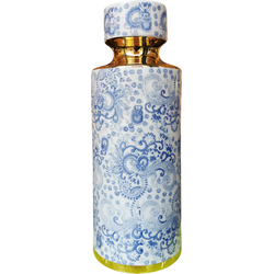 Fine Asianliving Chinese Vaas Porselein Blauw Wit Goud Handgemaakt