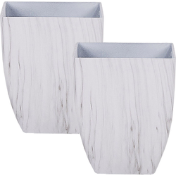 Miro - Bloempot set van 2 - Wit - 28 cm - Stenenmix