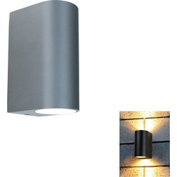 Banzaa  Wandlamp 2x Led GU-10 5,5w Warm Wit ‒ Dubbele lichtbundel Dimbaar ‒ Rond 15cm Antraciet.