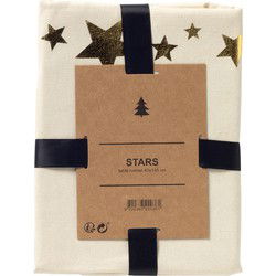 Textino STARS - tafelloper 45x145 cm  - met gouden sterren - Whisper White - wit - Dutch Decor Limited Collection