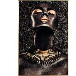 PTMD Melani Glass Art Wall Picture Shimmer Gold Woman