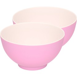 6x stuks onbreekbare kunststof/melamine roze dessert schaaltje Dia 14 x H 7.5 cm voor outdoor/camp - Serveerschalen