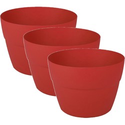 6x stuks balkon plantenpotten/bloempotten kunststof rood D30 x H21 cm - Plantenpotten