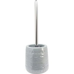 Luxury houseware Toiletborstel - grijs - keramische houder - 40 cm - Toiletborstels