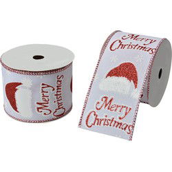Clayre & Eef Kerstlint 63 mm x 5 m Wit Synthetisch