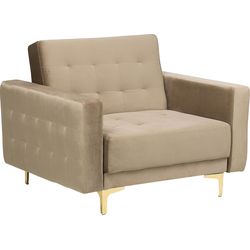 Beliani ABERDEEN - Fauteuil-Beige-Fluweel