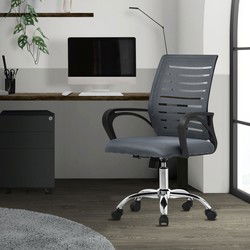 Ergonomische bureaustoel met armleuningen Mesh stof grijs met wielen ML design