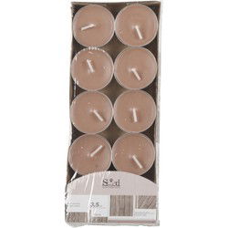 Geurtheelichtjes - 10x stuks - hout - bruin - was - 3,5 uur - geurkaarsen