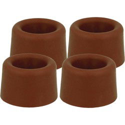AMIG Deurstopper/deurbuffer - 8x - D30mm - inclusief schroeven - rubber - bruin - Deurstoppers