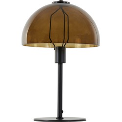Light&living Tafellamp Ø30x45 cm MELLAN mat zwart+glas bruin