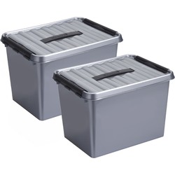 3x stuks opberg box/opbergdoos 22 liter 40 x 30 x 26 cm kunststof - Opbergbox
