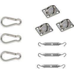 Roestvast stalen schaduwdoek ophangaccessoires / ophangen schaduwdoek 9-delig - Schaduwdoeken