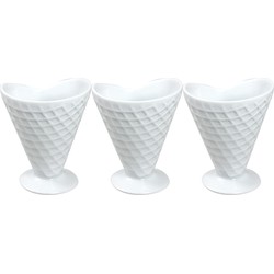 Set van 3x stuks ijs/sorbet coupes op voet wit porselein 9 x 11 cm - IJscoupes