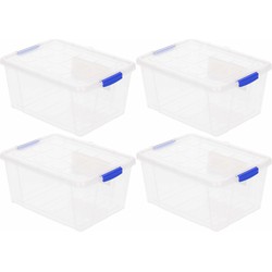 5x Opbergbakjes/organizers met deksel 4 liter 25 cm transparant - Opbergbox