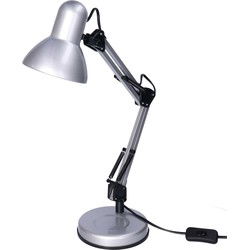 Gerimport Bureaulamp - zilver - metaal- verstelbaar - 37 x 42 cm - Bureaulampen