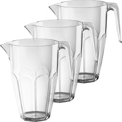 3x Bier pitcher/schenkkan van onbreekbaar transparant kunststof - Schenkkannen