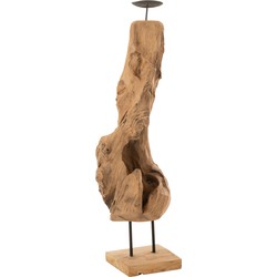 J-line - Kaarshouder Stam Teak Hout Naturel Medium - 15x15x70cm