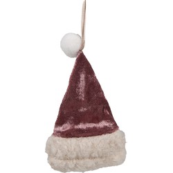 Clayre & Eef Kersthanger Kerstmuts 13 cm Roze Stof Decoratie Hanger